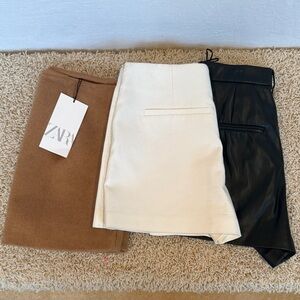 Zara Skirt Collection in Tan, Cream, and Black